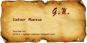 Geher Manna névjegykártya
